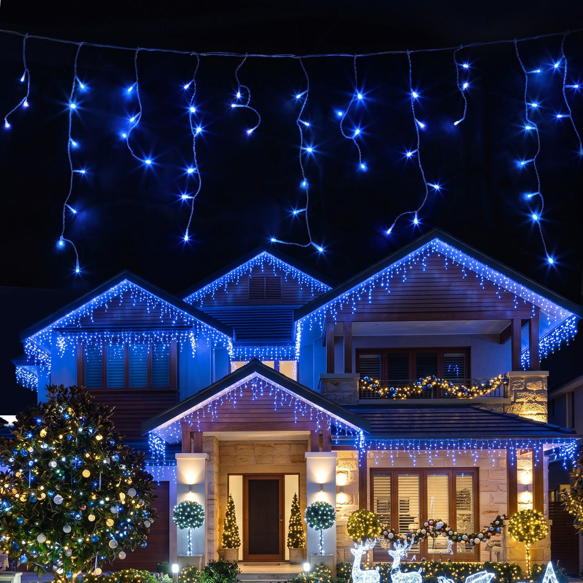 Transform Your Holidays with Solar Blue Christmas Icicle Lights - 32M String Lights