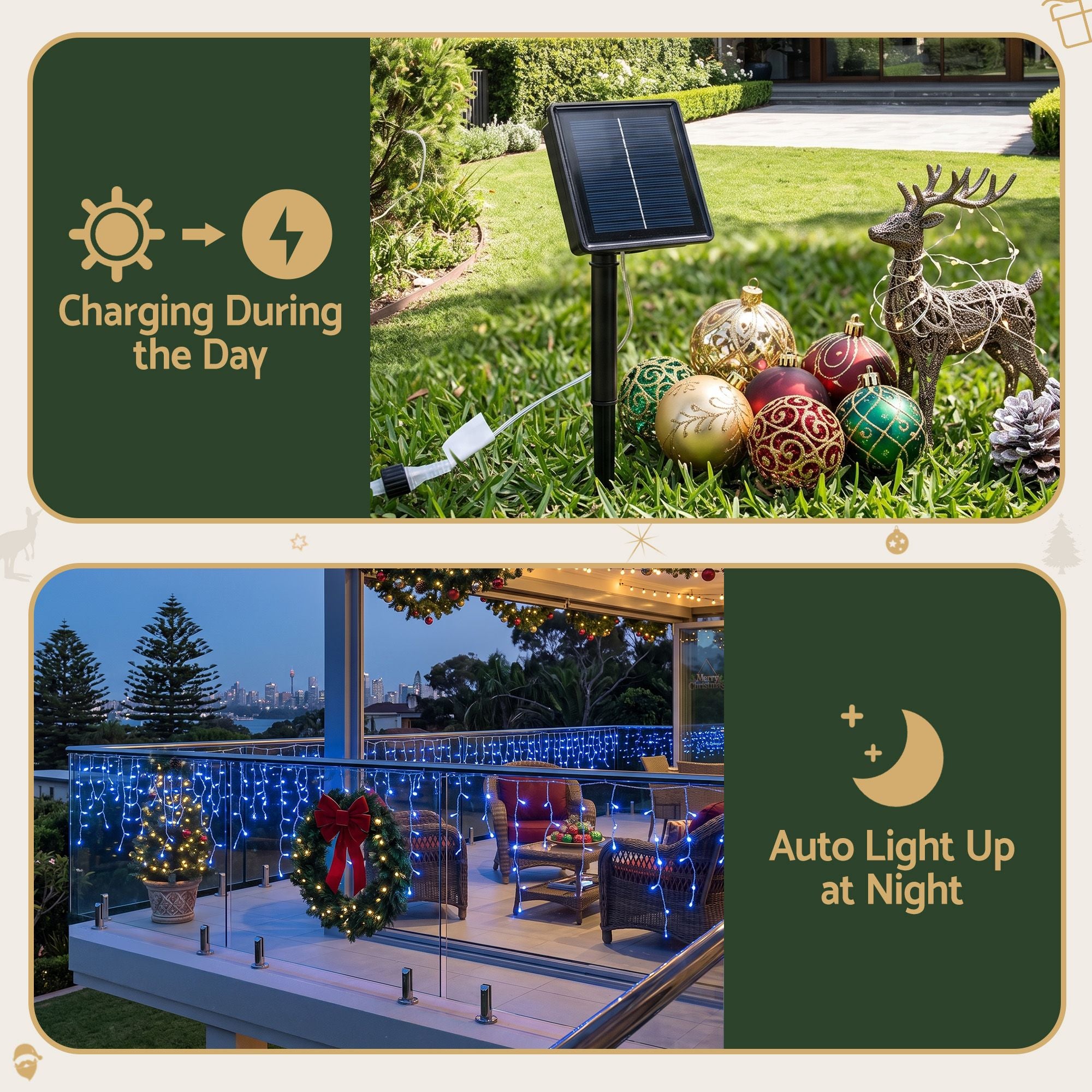 Transform Your Holidays with Solar Blue Christmas Icicle Lights - 32M String Lights