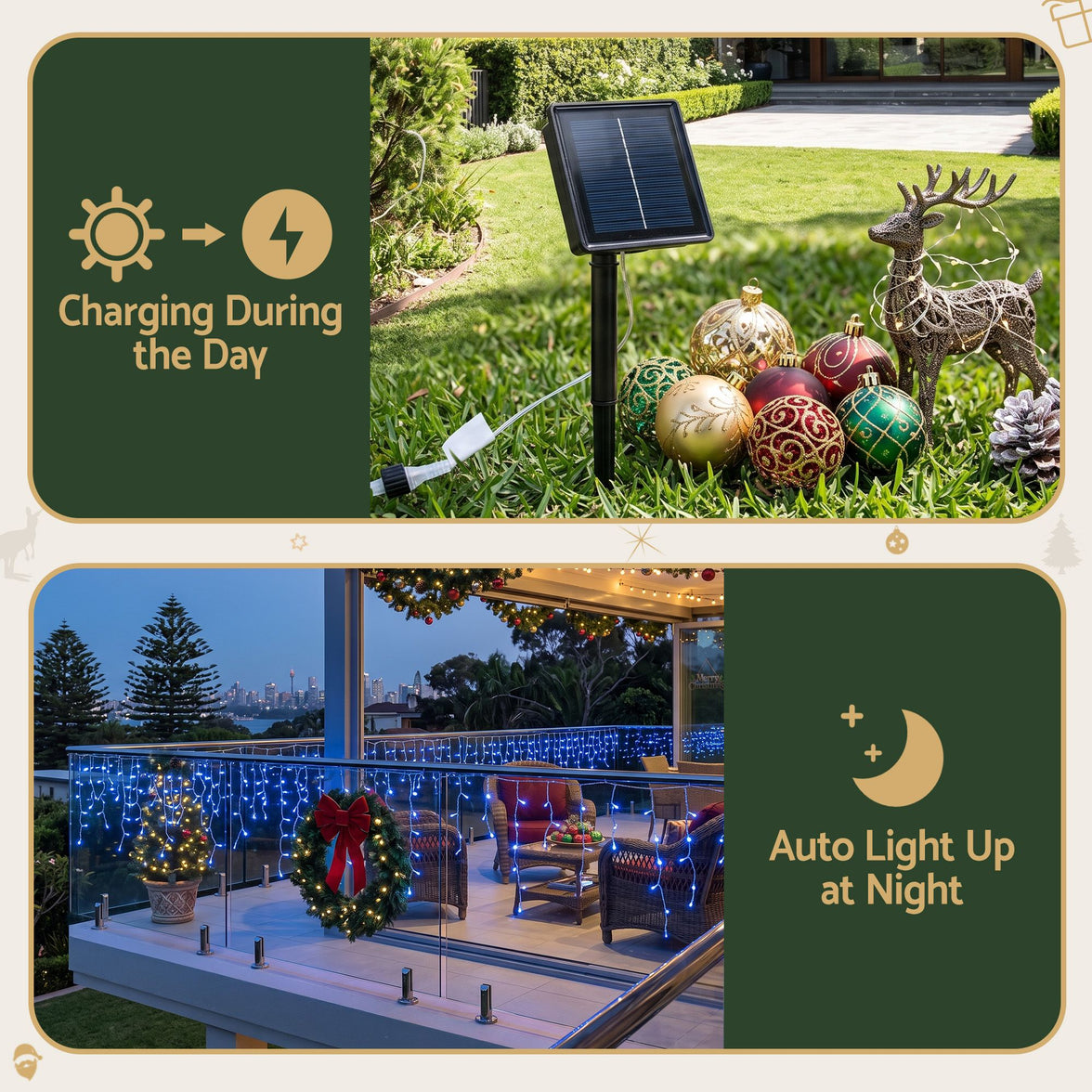 Transform Your Holidays with Solar Blue Christmas Icicle Lights - 32M String Lights