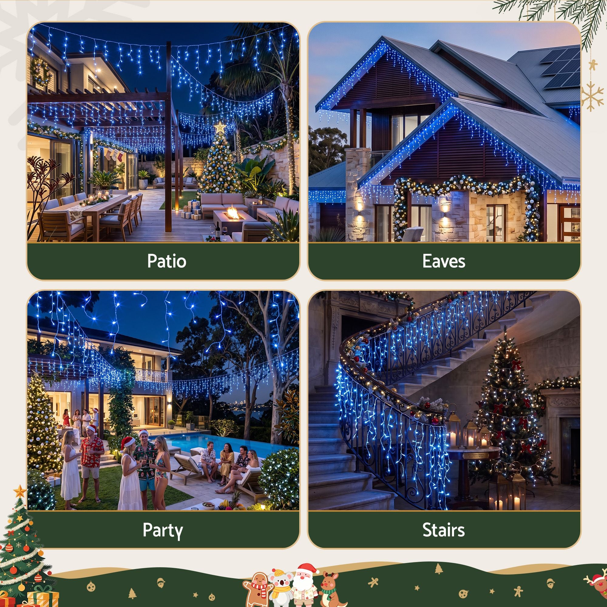 Transform Your Holidays with Solar Blue Christmas Icicle Lights - 32M String Lights