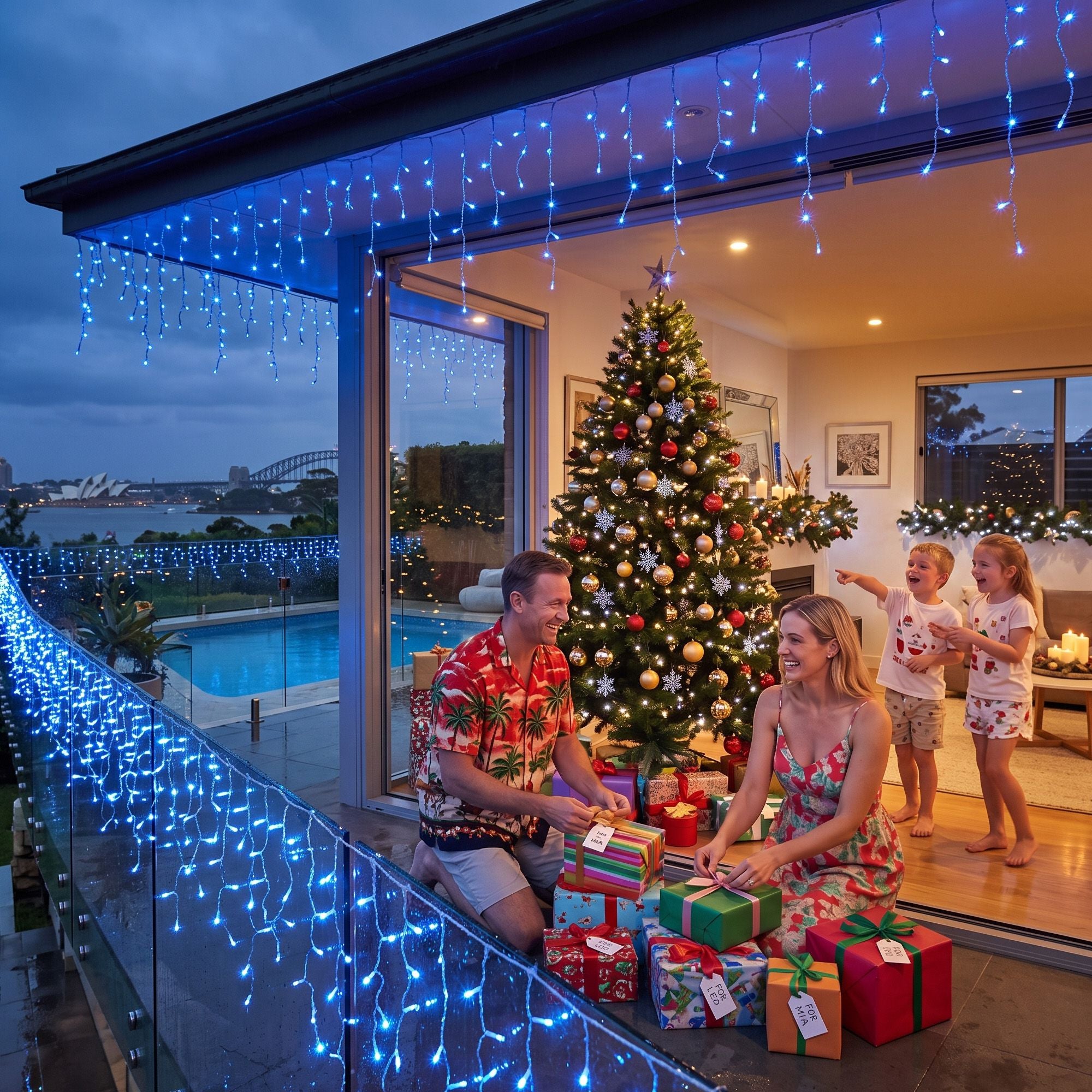 Transform Your Holidays with Solar Blue Christmas Icicle Lights - 32M String Lights
