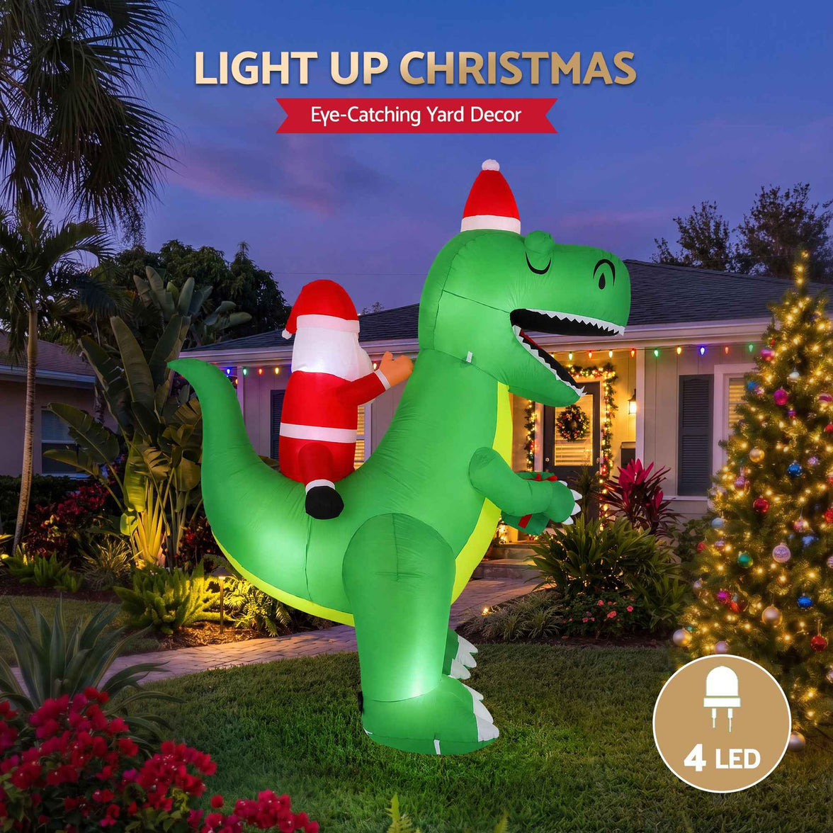 Jingle Jollys Christmas Inflatable Dinosaur Decorations: Light Up Your Holiday Spirit!