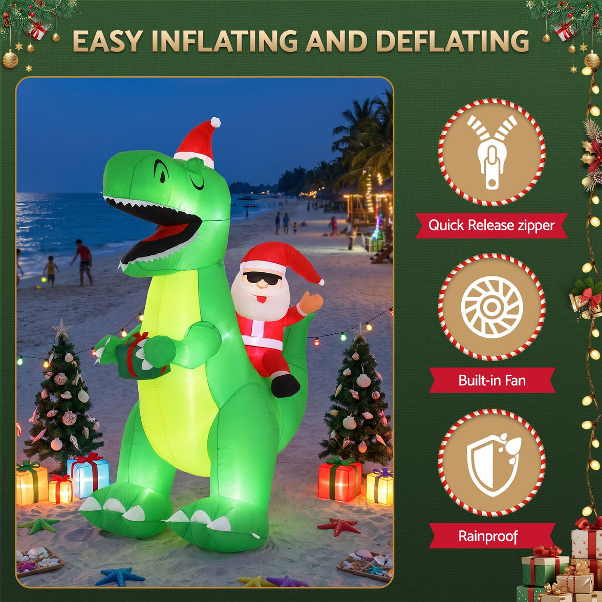 Jingle Jollys Christmas Inflatable Dinosaur Decorations: Light Up Your Holiday Spirit!