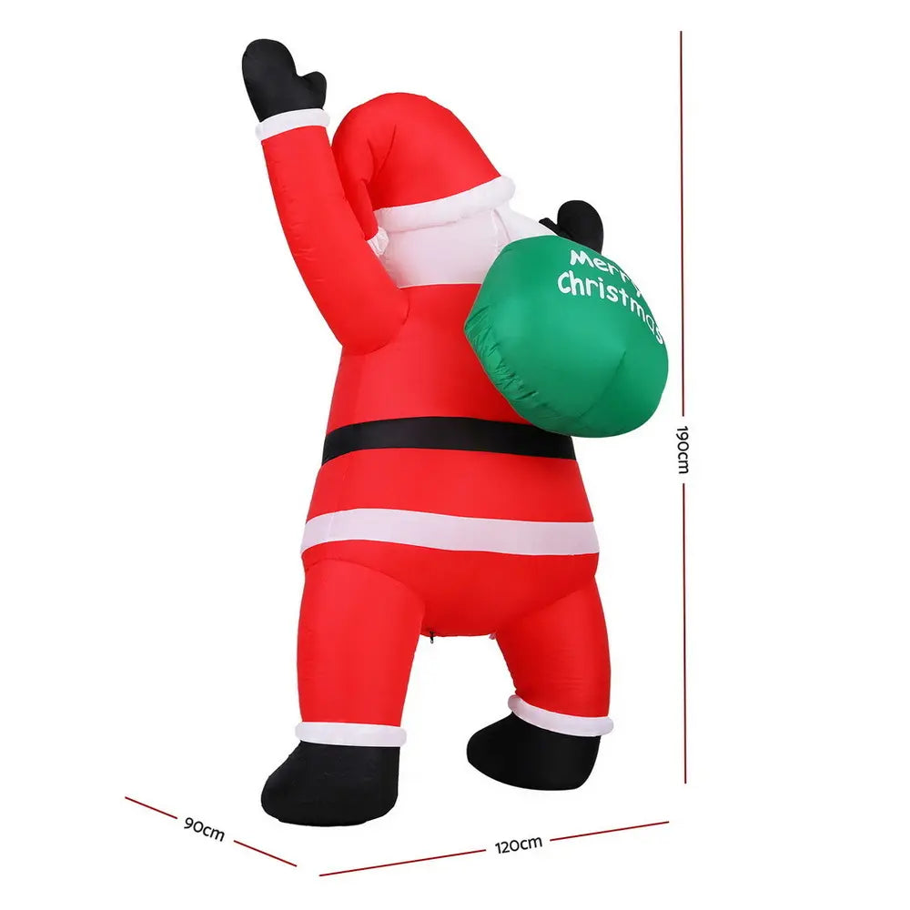 Jingle Jollys Christmas Inflatable Santa Decoration – 1.9m Climbing LED Cheer for Your Holidays