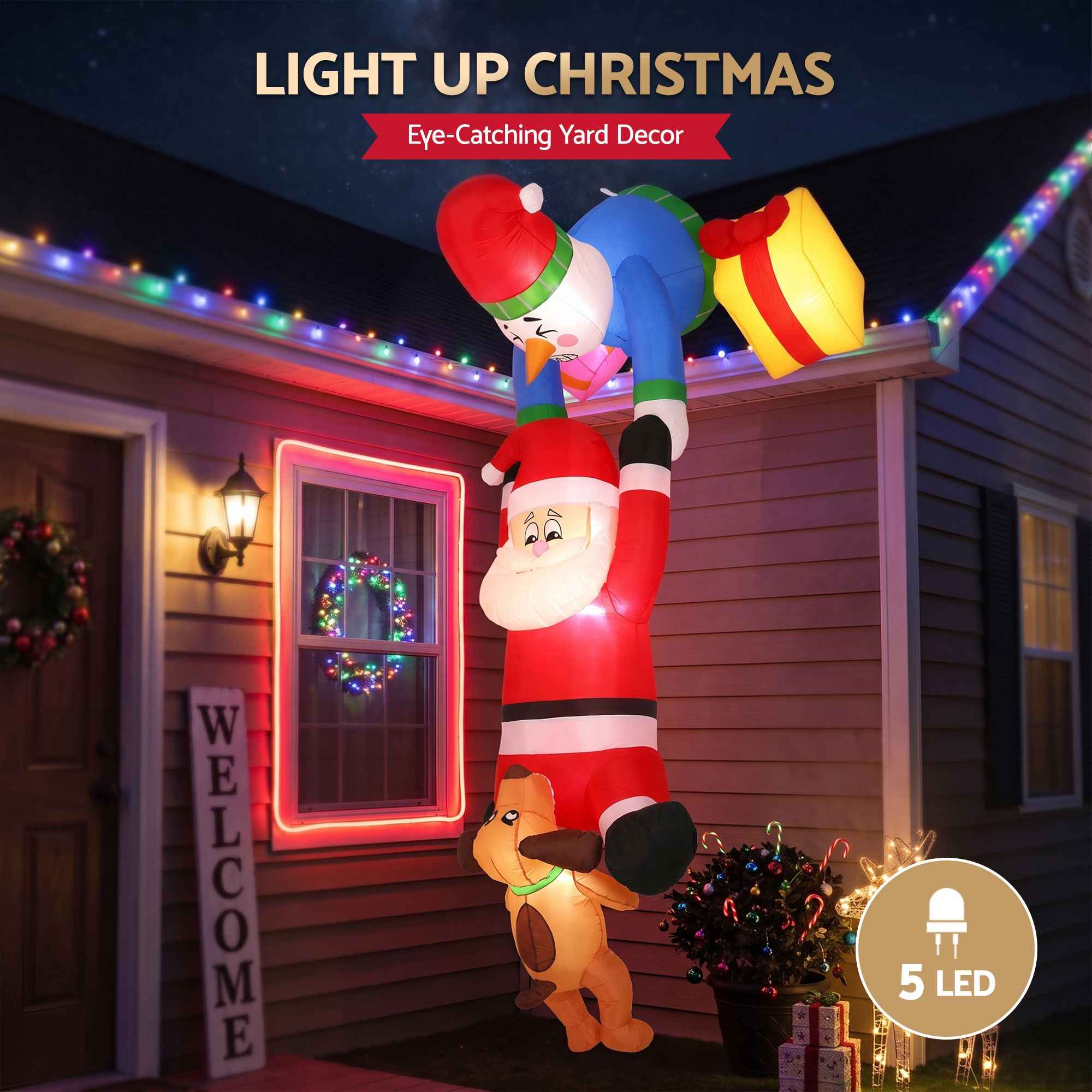 Elevate Your Holiday Spirit with Our Inflatable Climbing Santa Decoration - 3.5M LED Display