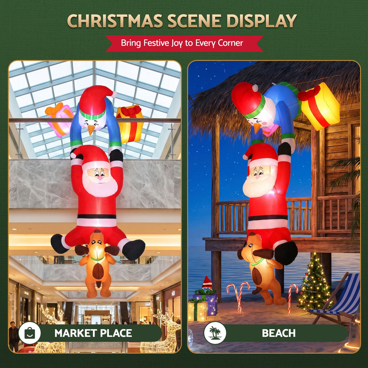 Elevate Your Holiday Spirit with Our Inflatable Climbing Santa Decoration - 3.5M LED Display