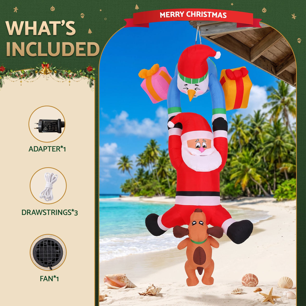 Elevate Your Holiday Spirit with Our Inflatable Climbing Santa Decoration - 3.5M LED Display
