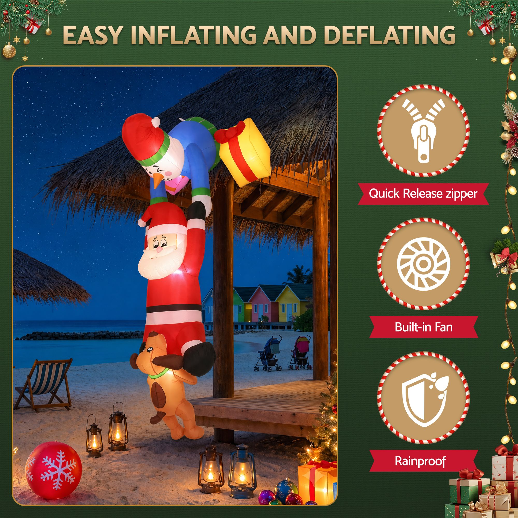Elevate Your Holiday Spirit with Our Inflatable Climbing Santa Decoration - 3.5M LED Display