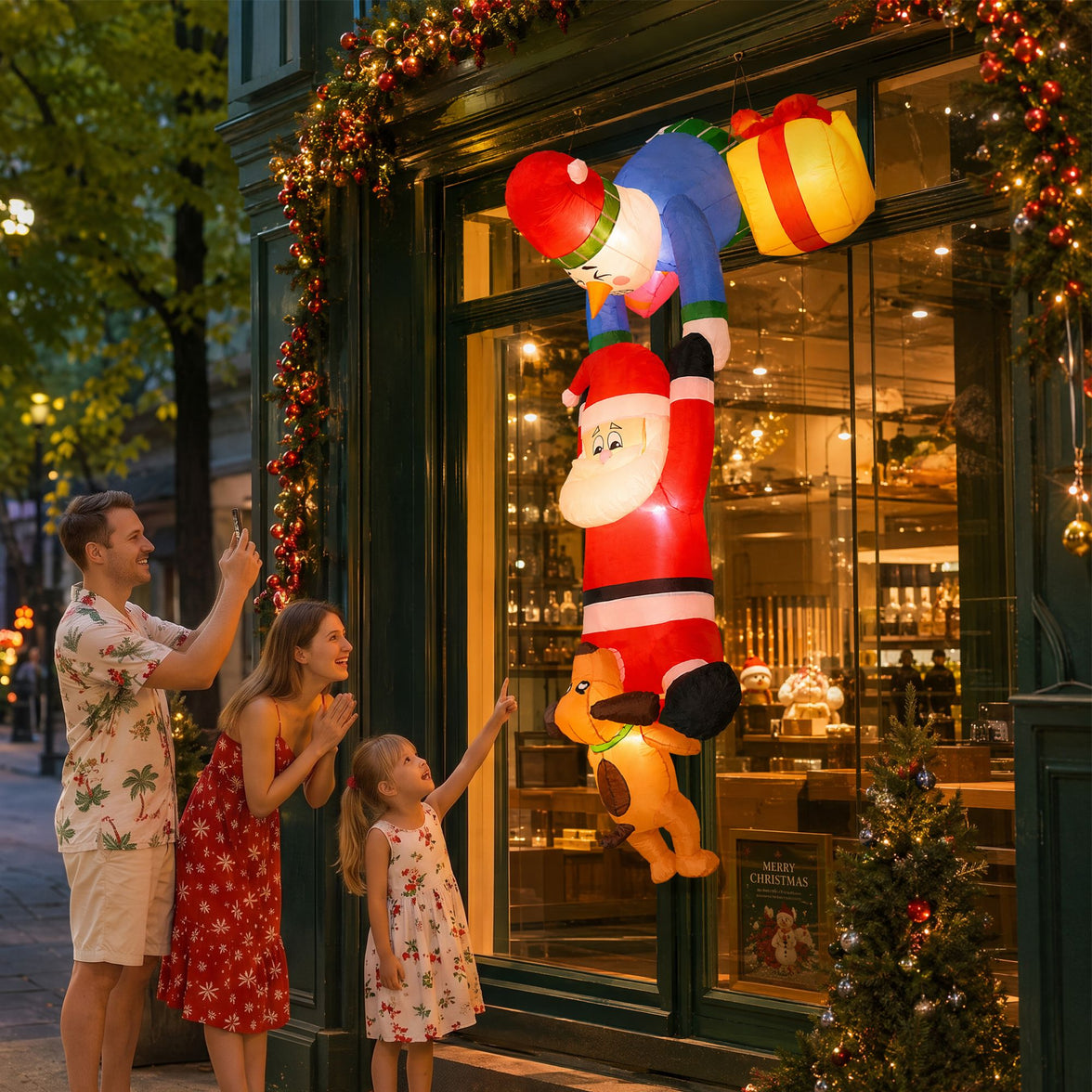 Elevate Your Holiday Spirit with Our Inflatable Climbing Santa Decoration - 3.5M LED Display