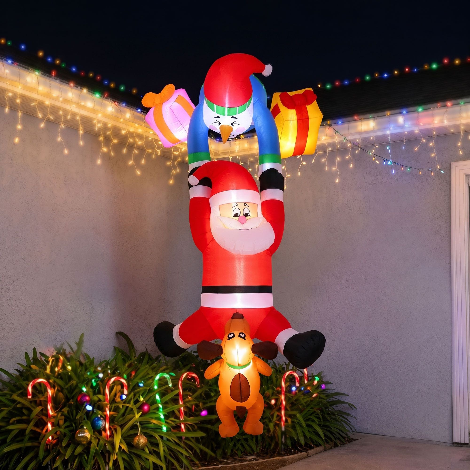 Elevate Your Holiday Spirit with Our Inflatable Climbing Santa Decoration - 3.5M LED Display