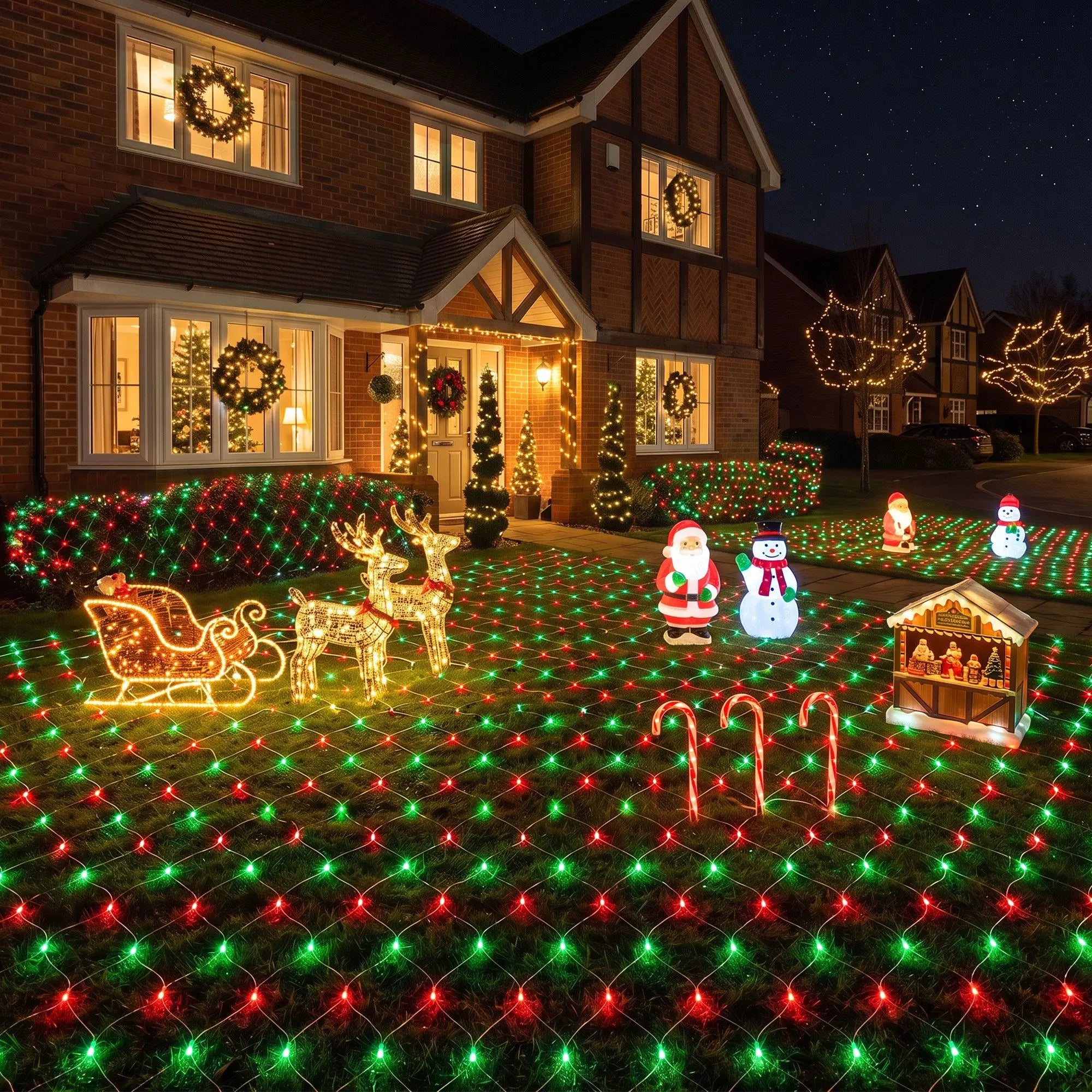 Jingle Jollys Red Green Christmas Net Lights, 1000 LED, 6 x 4m