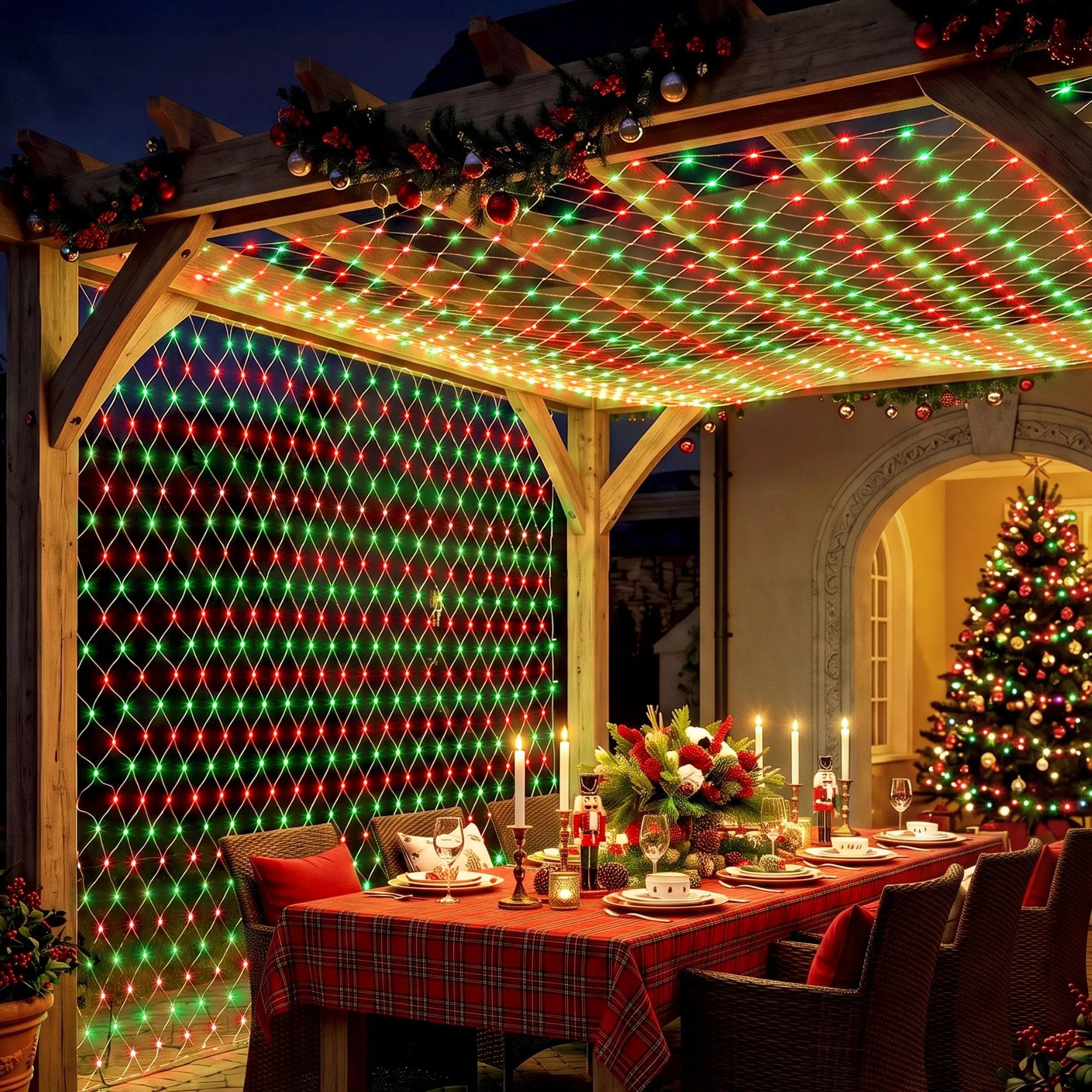Jingle Jollys Red Green Christmas Net Lights, 1000 LED, 6 x 4m