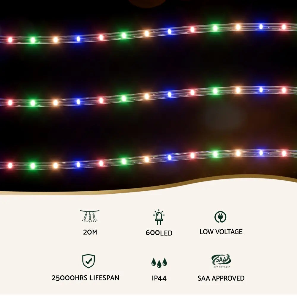 Transform Your Space with Jingle Jollys Christmas Lights – 20M of Enchanting Colour